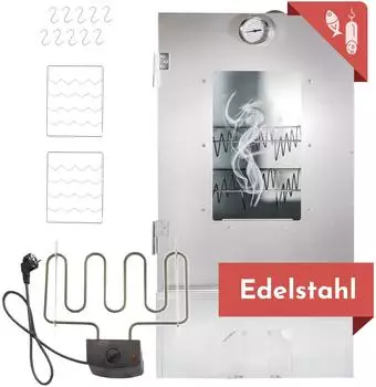 Lemodo R&auml;ucherofen Edelstahl 3 Etagen 80cm mit Heizspirale (NA293_HS)