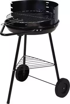 Koopman Holzkohlegrill Grillwagen rund, schwarz, mit R&auml;dern (169166)