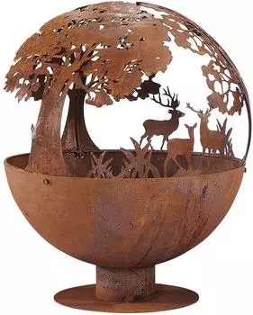 kobolo FOREST Feuerschale Kugelform, Metall, Rostoptik, 50x50x60cm (76056-07)