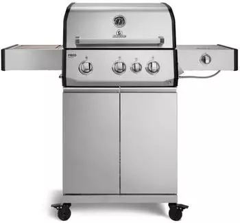 Burnhard FRED Deluxe Gasgrill 3-Brenner Series 4 Edelstahl mit Gusseisenrost