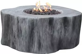 GardenForma Manchester Gas Feuerstelle Faserbeton Baumstammoptik hellgrau (OFG145CG)