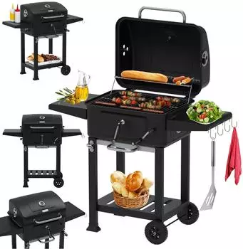 Zilan Holzkohlegrill XXL mit Deckel, Thermometer, höhenverstellbar (ZLN3574)