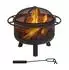 Relaxdays Feuerschale mit Funkenschutz HD: 52x60 cm Schürhaken Garten & Terrasse Outdoor Feuerstelle Eisen schwarz schwarz Metall 10052085_0