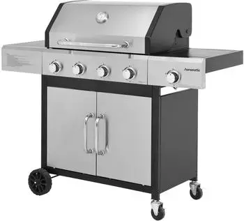 Hanseatic Rockford Gasgrill 4-Brenner + Seitenbrenner 14,5kW, schwarz/silber (43045140-0)