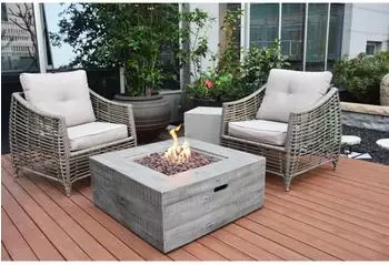 GardenForma Wilton Gasfeuerstelle Holzoptik, grau, 87x87x38cm (OFG148CG)