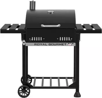 Royal Gourmet CD1824ET Holzkohlegrill Standgrill mit Thermometer, klappbare Seitenablagen (CD1824ET-E-G)