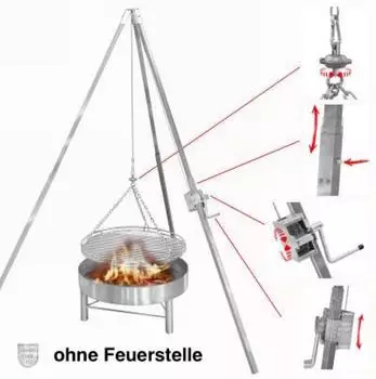 Schneider Grillger&auml;te Dreibeingrill Schwenkgrill Edelstahl Rost &Oslash;50cm ohne Feuerstelle