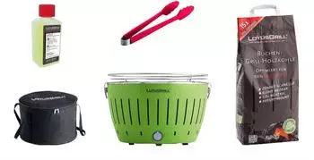LotusGrill Starter-Set Classic Holzkohlegrill Limettengr&uuml;n USB (Starter-Set Classic)