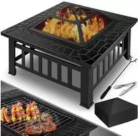 KESSER&reg; Feuerstelle mit Grillrost & Grillzange Feuerschale 82x82x50cm, 3in1