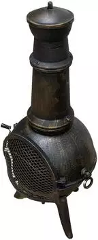 MonsterShop Terrassenofen Feuerschale Metall Schwarz (Chiminea)