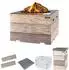 Happy Cocooning Mania Feuertisch Komplettset quadratisch 19,5kW 76x76x46cm Teakholz (HC151010A+HC132004A+HC152015A+HC142009A+HC152014A)