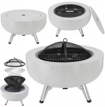 Trizeratop Feuerschale 3-in-1 Grill & Gartentisch Ø64,5cm mit Funkenschutz (TRI-99718)