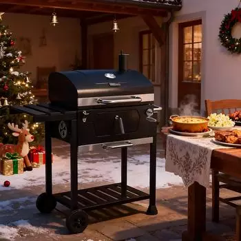 Royal Gourmet Holzkohlegrill Grillwagen Grillfl&auml;che 59x42cm schwarz (CD1824GE-G)
