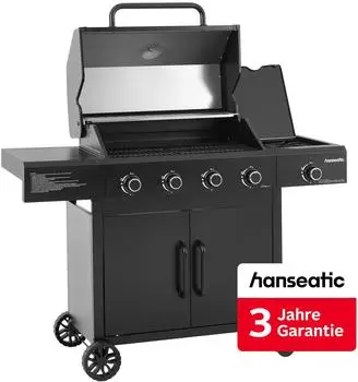 Hanseatic Rockford Black Gasgrill 4-Brenner + Seitenbrenner, 14,5kW (70850250-0)