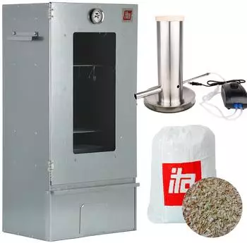 ita Räucherofen 7000 Räucherschrank mit Rauchgenerator, Fenster & Thermometer, 81cm, 3 Etagen (7000)