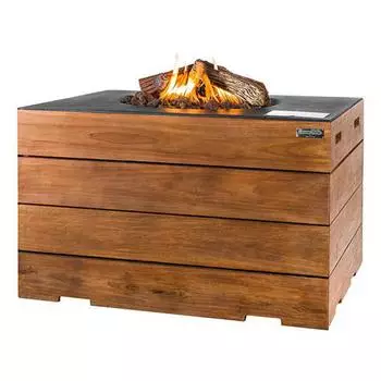 Happy Cocooning Mania Lounge&Dining Feuertisch rechteckig Teakholz/schwarz 19,5kW (HC151007A)