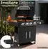 Steinborg Gasgrill 4 Brenner mit Seitenbrenner, beleuchtete Drehknöpfe (SB-8180)
