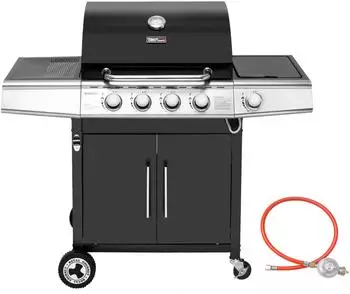 Royal Gourmet Gasgrill 4+1 Brenner, 14,5kW, mit Thermometer und Unterschrank, schwarz (GE4000BE-G)