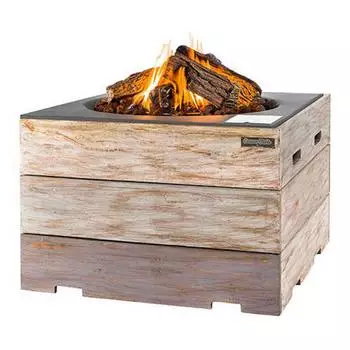Happy Cocooning Mania Nice&Nasty Feuertisch quadratisch Teakholz grau 19,5kW (HC151010A)