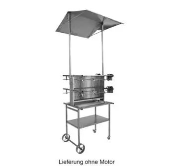 Schneider Grillgeräte Fahrbarer Vertikalgrill mit Dach, 4-fach, Edelstahl, 66cm (16p)
