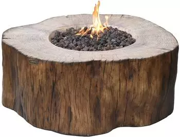 GardenForma Manchester Gasfeuerstelle Faserbeton Baumstammoptik, Redwood (OFG145RW)