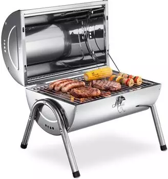 TecTake Holzkohlegrill Edelstahl Doppelgrillfl&auml;che 34x45cm (406669)