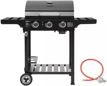 Royal Gourmet Gasgrill 3 Brenner, 9kW, klappbare Seitentische, schwarz (GH3001B-G)