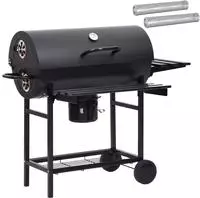 vidaXL Fassgrill mit R&auml;dern und Regalen 3 stk. 115 x 85 x 95 cm Metall