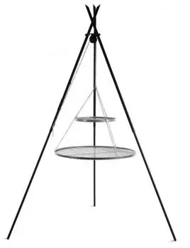 Natur24 TIPI Schwenkgrill 210cm, Doppel-Grillrost Edelstahl Ø80cm + Ø40cm (111449)