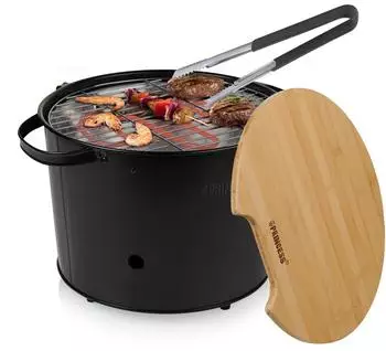 Princess Hybrid-Tischgrill rund Elektro & Holzkohle Ø32cm, 1400W (112S240)