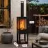 BBQ Collection Terrassenofen mit Schornstein und Funkenschutz, Karbonstahl, 194x44x47cm
