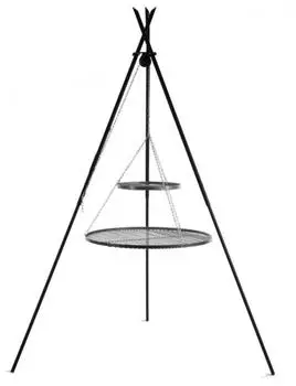 Natur24 Schwenkgrill "TIPI" Doppelrost Rohstahl Ø80cm + Ø40cm, 210cm (111447)