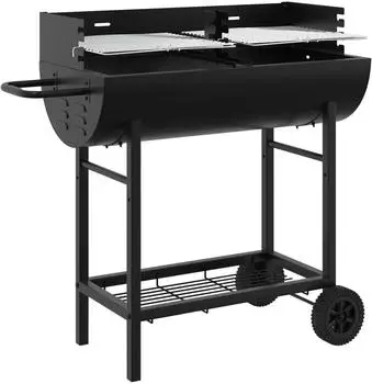 vidaXL Holzkohlegrill, verstellbar, schwarz, 96,5x42,5x88,5cm
