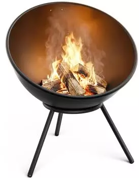 Klarstein Fireball niedrige Feuerschale, Stahl, schwarz, 43cm