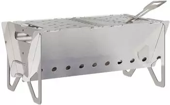 vidaXL Camping Feuerstelle Edelstahl silber 42x22x18cm