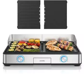 Arendo Gourmet Tischgrill 2 Grillzonen 2800W Antihaftbeschichtung (308387)