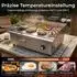 KLAMER Elektrogrill Edelstahl 3000W, XL Grillplatte 54,5x38,5cm, 50-300°C