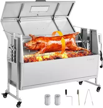 VEVOR Drehspie&szlig;-Grill Edelstahl 60kg, 38W, 1168,4mm
