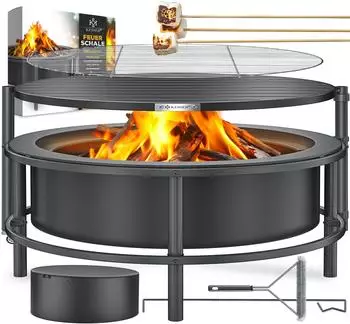 Kesser Feuerschale mit Grillrost &Oslash;65cm, kaltveredelter Stahl, mit R&auml;dern (KESSER-65)