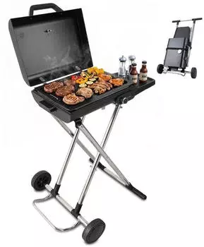 KLAMER Elektrogrill klappbar mit Deckelthermometer und Rollen