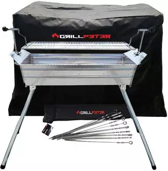 Grillpeter Ararat Mangal Edelstahl 2mm mit Abdeckhaube und Spieße (8091192)