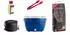 LotusGrill Starter-Set Classic Holzkohlegrill tiefblau, 5-teilig, USB