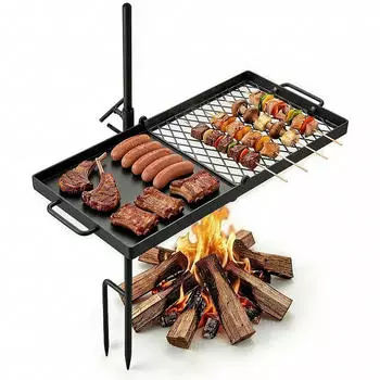 VEVOR Schwenkbarer Lagerfeuergrill 61cm, Kohlenstoffstahl, h&ouml;henverstellbar, schwarz