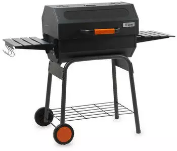 BBQ-Toro Holzkohle-Grillwagen mit Thermometer und Sichtfenster, schwarz, 122x60x96cm (BBQ19)