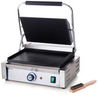 Kontakt-panini-grill, Geriffelte Oberseite, Glatte Unterseite, 2200 W - Hendi...