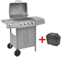 vidaXL Gasgrill 4+1 Flammen Silbern