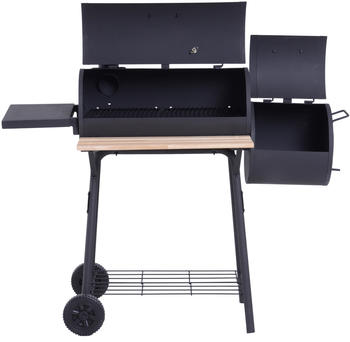 Outsunny Smoker BBQ Holzkohlen-Grillwagen mit 2 Brennkammern schwarz (846-036)