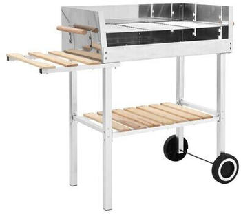 vidaXL XXL Trolley Charcoal BBQ Grill Stainless Steel with 2 Shelves (47850)