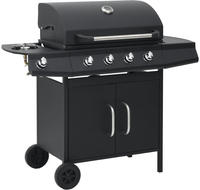 Gasgrill 4+1 Flammen Schwarz Stahl Vidaxl