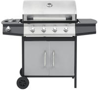 vidaXL Gasgrill 4+1 Flammen Schwarz und Silbern Stahl & Edelstahl